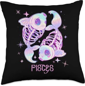 Kawaii Pisces Astrology Sign Pastel Goth Zodiac Throw Pillow - Pisces Pillow for men