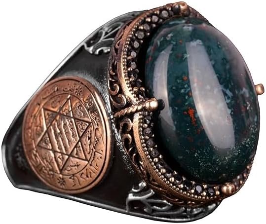 Natural Gemstone Ring, Star of David Men Ring - Unique 925K Solid Sterling Silver Men's Ring - Bold Courage Design - Aries Ring for men
