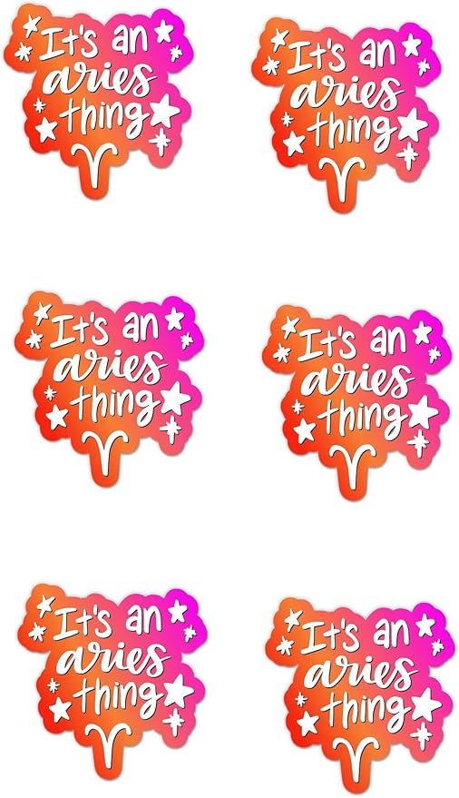 Pack of 6-2'' Stickers - Aries Zodiac Sign Sticker - Laptop Sticker -Waterproof Vinyl for Car Phone Water Bottle -Aries Decal - Sticker Graphic Decal - Aries Sticker for men