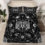 Erosebridal Sun and Moon Bed Sheet Queen, Constellation Gemini Fitted Sheet for Kids Teens Adult, Zodiac Signs Astrology Bedding Set Starry Sky Galaxy Sheets with 2 Pillow Cases,Black White - Gemini Blanket for men