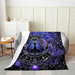 Feelyou Gemini Plush Blanket Throw 50"x60" Constellation Flannel Fleece Throw Blanket for Boys Girls Children Horoscope Astrology All Season Bed Blanket Room Decor Constellation Theme Fuzzy Blanket - Gemini Blanket for men