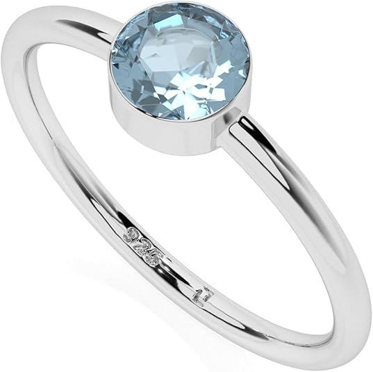 Natural Sky Blue Topaz Stackable Ring for Women, Girls in Sterling Silver, November Birthstone Jewelry Gifts for Her (Round, Oval, Pear) - Aries Ring for men