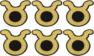 PATIKIL Taurus Constellation Symbol Iron on Decorative Patches, 6 Pcs Sew on Zodiac Embroidered Patch Applique for Repair Decoration Clothing Hats Jackets Backpack, 2.8" Lx2.8 W, Yellow - Taurus for men