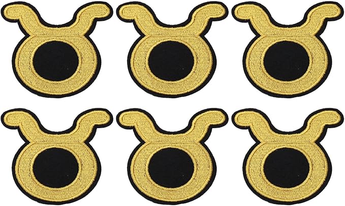 PATIKIL Taurus Constellation Symbol Iron on Decorative Patches, 6 Pcs Sew on Zodiac Embroidered Patch Applique for Repair Decoration Clothing Hats Jackets Backpack, 2.8" Lx2.8 W, Yellow - Taurus for men