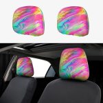 2 Pack Psychedelic Colorful Car Seat Headrest Cover Elastic, Cute Vintage Car Headrest Protector Seat Cover,Auto Front & Rear Seat Headrest Pads,Universal Fit,10x11 inch - Aquarius Car Seat Cover for men