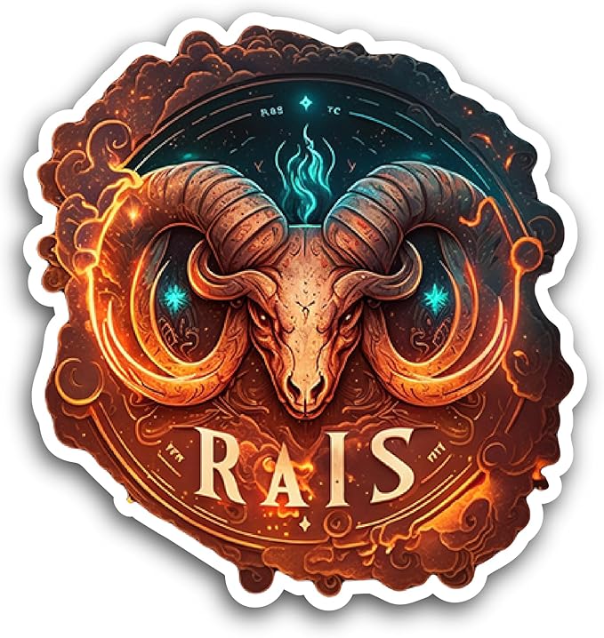 2 (Pieces) 3" and 5" Aries Astrology Sign Sticker, Waterproof Vinyl Decals for Many Purpose Like Cars, Trucks, Laptops, Phones, Windows and More - Aries Sticker for men