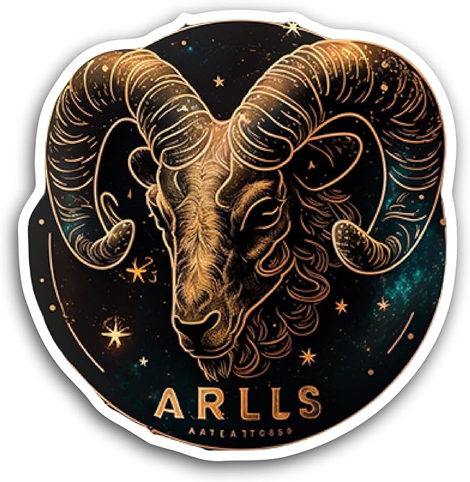 2 (Pieces) 3" and 5" Aries Zodiac Sign Sticker, Waterproof Vinyl Decals for Many Purpose Like Cars, Trucks, Laptops, Phones, Windows and More - Aries Sticker for men