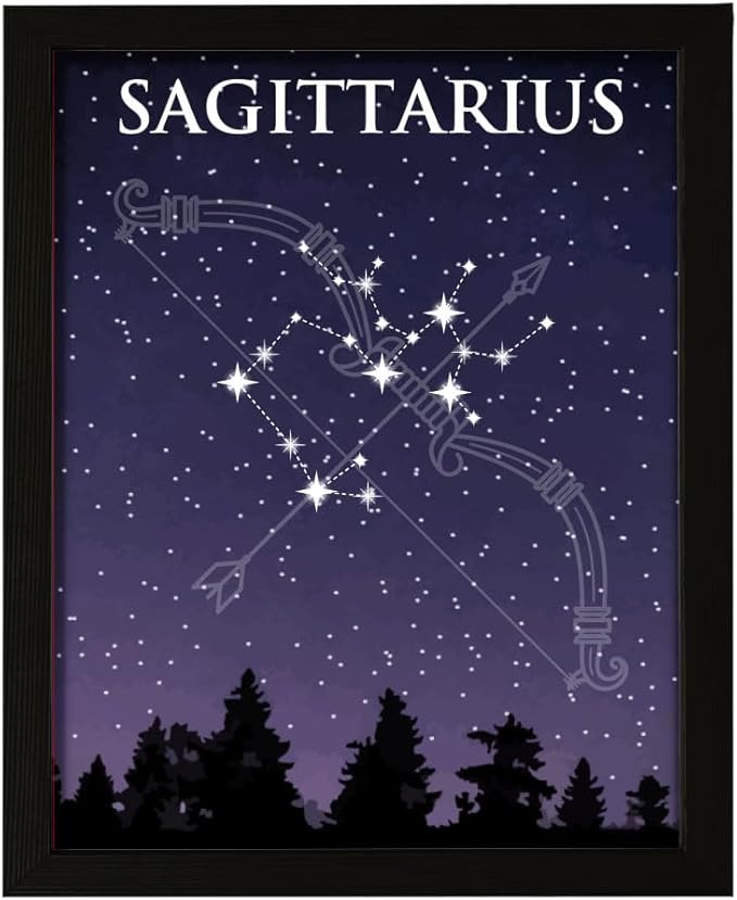 Designs ByLITA Sagittarius Zodiac Sign Night Sky, 11 x 14 Wall Print (Unframed) | Home and Office Decor | Astrology Star Sign Bedroom Decor - Sagittarius Home Decor for men