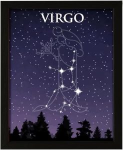 Designs ByLITA Virgo Zodiac Sign Night Sky, 8 x 10 Wall Print Inspirational (Unframed) | Home and Office Decor | Astrology Star Sign Bedroom Decor - Virgo Poster for men