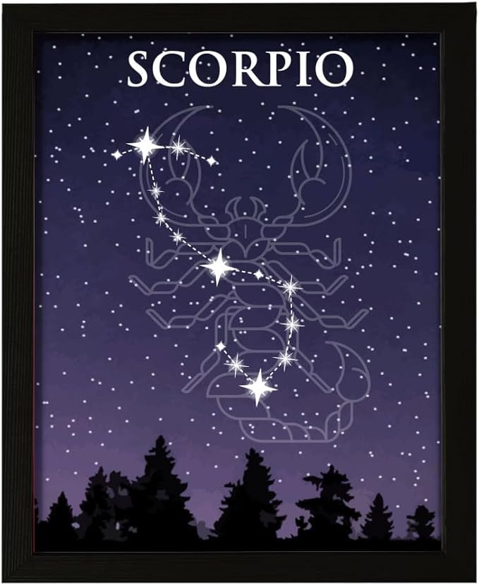 Designs ByLITA Scorpio Zodiac Sign Night Sky, 11 x 14 Wall Print Inspirational (Unframed) | Home and Office Decor | Astrology Star Sign - Scorpio Canvas for men