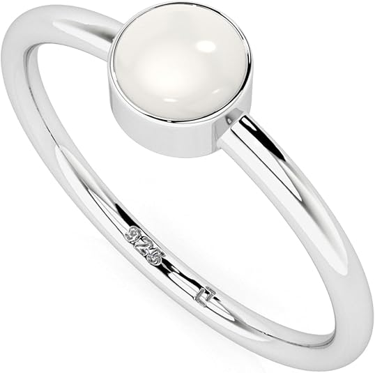 Natural Freshwater Pearl Stackable Ring for Women in Sterling Silver, June Birthstone Jewelry Gifts for Her (Round, Oval, Pear) - Aries Ring for men