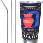 20oz Constellation Zodiac Sign Aquarius Art Stainless Steel Tumbler With Lid And Straw Coffee Cup Fits In Car Holders,Travel Mug For Ice Drink & Hot Beverage - Aquarius Mug for men