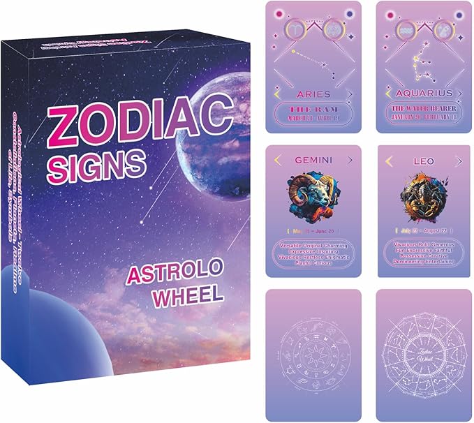 Constellation Oracle Cards, Astrology oracle deck, twelve zodiac signs, wheel charts, correct dates and colors of The twelve zodiac signs，Including their zodiac signs and key personality traits - Pisces for men