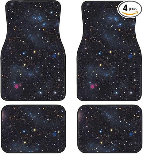 Car Floor Mats Set of 4 Pieces Front & Rear Car Floor Foot Mat Full Sets Heavy Duty Non-Slip Car Foot Pad Constellation Star Clusters Galaxies Car Mat Universal Car Floor Carpet Rugs - Aries Car Floor Mat for men