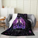 Gemini Print Fleece Blanket Throw 50x60 Boho Constellation Blanket for Kids Hippie Exotic Girl Flannel Blanket Bedroom Decor Mysterious Starry Galaxy Bed Blanket Lightweight - Gemini Blanket for men