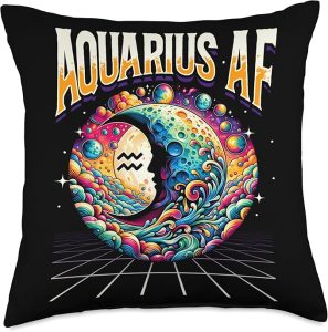 Aquarius Zodiac Sign Moon Astrology Star Sign Throw Pillow - Aquarius Pillow for men
