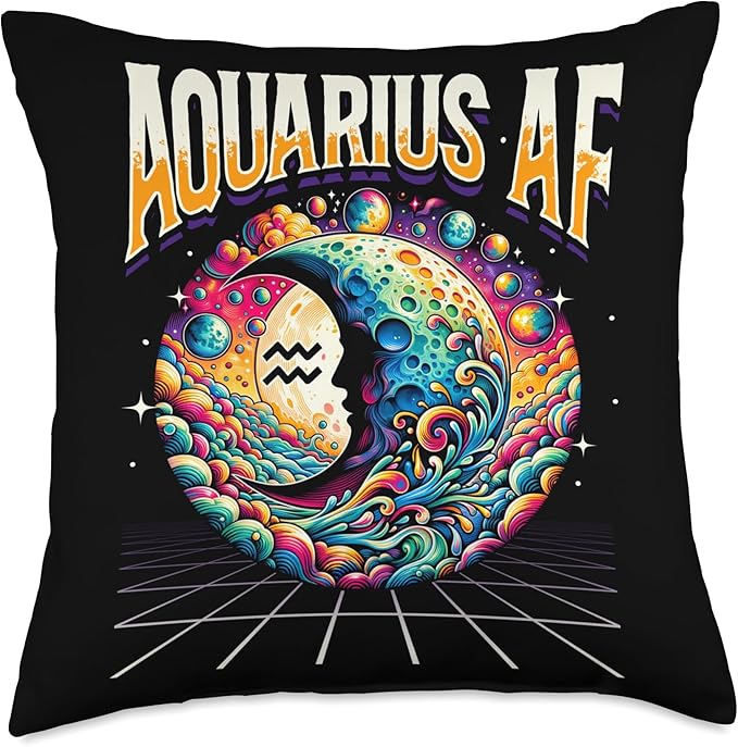 Aquarius Zodiac Sign Moon Astrology Star Sign Throw Pillow - Aquarius Pillow for men