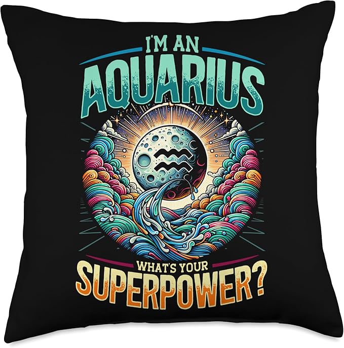 Aquarius Zodiac Sign Moon Astrology Star Sign Throw Pillow - Aquarius Pillow for men