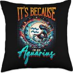 Aquarius Zodiac Sign Moon Astrology Star Sign Throw Pillow - Aquarius Pillow for men