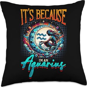 Aquarius Zodiac Sign Moon Astrology Star Sign Throw Pillow - Aquarius Pillow for men