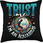 Aquarius Zodiac Sign Moon Astrology Star Sign Throw Pillow - Aquarius Pillow for men
