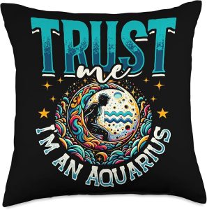 Aquarius Zodiac Sign Moon Astrology Star Sign Throw Pillow - Aquarius Pillow for men