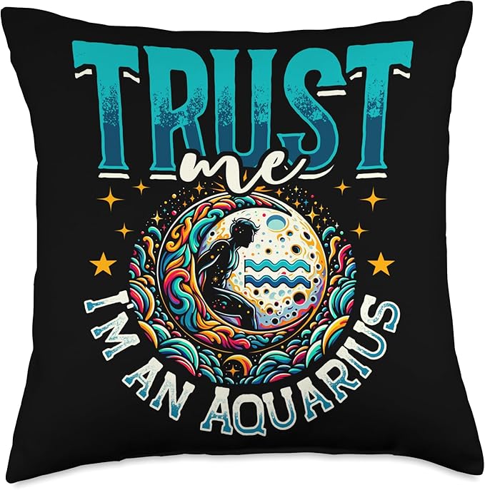 Aquarius Zodiac Sign Moon Astrology Star Sign Throw Pillow - Aquarius Pillow for men
