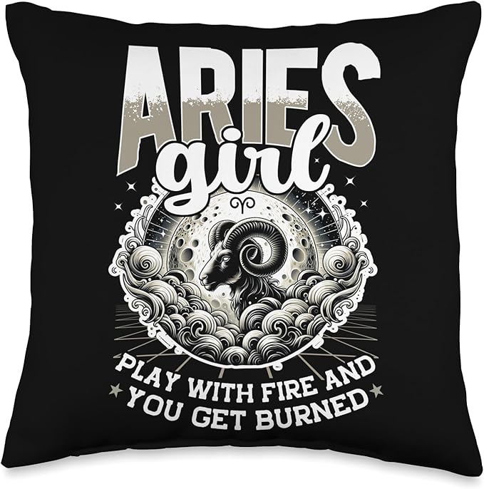 Aries Zodiac Sign Moon Astrology Star Sign, Aries Girl Throw Pillow - Aries Pillow for men