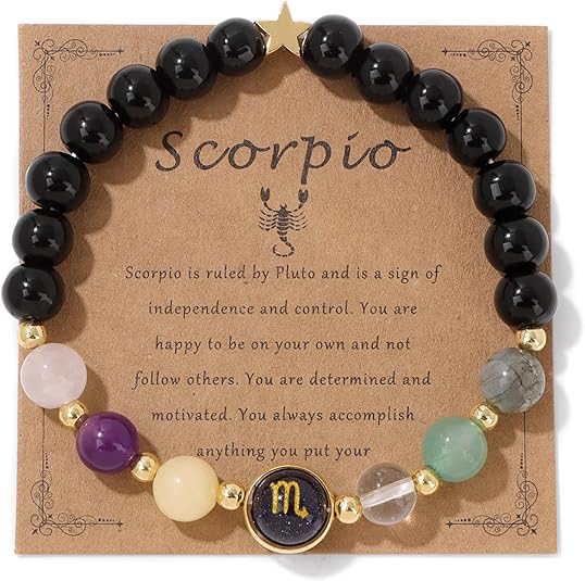 Zodiac Bracelets for Women 12 Constellations 8mm Healing Crystal Bracelet Mens Black Beaded Bracelets Natural Stone Bracelets Birthstone Gifts Zodiac Gifts for Women - Scorpio Products for men