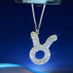 Bling Car Accessories for Women, 12 Zodiac Constellation Charm Crystal Pendant, Rear View Mirror Cute Crystal Pendant, Lucky Gifts Girly Diamond Rhinestone Charm Interior Taurus - Taurus for men