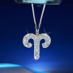 Bling Car Accessories for Women, 12 Zodiac Constellation Charm Crystal Pendant, Rear View Mirror Cute Crystal Pendant, Lucky Gifts Girly Diamond Rhinestone Charm Interior Aries - Pisces Car Accessories for men