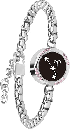 Single bracelet ,Long Distance Touch Bracelets Jewelry, Remote Smart Love Bracelet,Send SOS SMS Relationship Bracelets constellations for Couples Lovers Family Friends Valentine's Day Gifts Black / Silver - Aries Bracelet for men