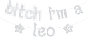 I'm a Leo Banner, Leo Birthday Bunt Sign, Leo Season, 12 Zodiac Constellations Birthday Party Decorations Silver Glitter - Leo Canvas for men