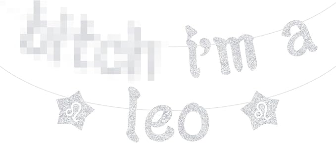 I'm a Leo Banner, Leo Birthday Bunt Sign, Leo Season, 12 Zodiac Constellations Birthday Party Decorations Silver Glitter - Leo Canvas for men