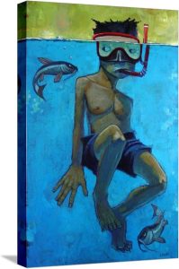 ART.COM Stretched Canvas Print Pisces by Aaron Jasinski, 12" x 18" - Pisces Canvas for men