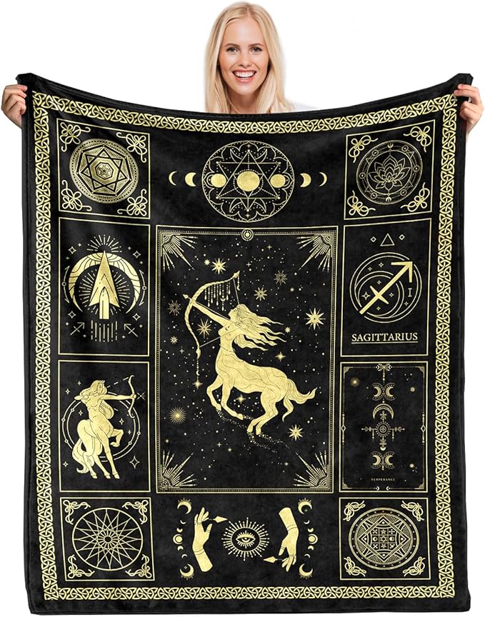 Sagittarius Gifts for Women Men,Sagittarius Sherpa Blanket,Astrology Gifts Zodiac Gifts Birthday Gifts for Women,60" X 50" - Sagittarius Home Decor for men