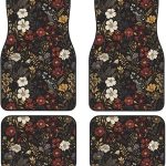 Vintage Floral Car Floor Mats Flower Pattern Car Floor Mats Universal Fit SUVS,Sedan,Vans Daisy Leaf Herbs Car Carpets for Cute Women,Girly Full Set of 4 Car Accessories - Virgo Car Floor Mat for men