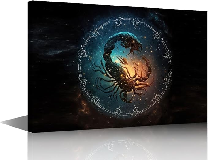 TUMOVO 1 Panels Modern Wall Art, Energetic Scorpio Pictures Print on Canvas for Living Room Bedroom Wall Decorations, Zodiac Signs Artwork Gallery-Wrapped Ready to Hang, 18" Wx12 H - Scorpio Canvas for men