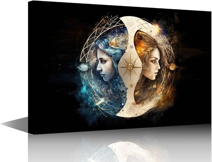 TUMOVO 1 Panel Large Wall Art Uninhibited Gemini Pictures Print On Canvas for Living Room Bedroom Decoration, Modern Art Constellation Artwork Zodiac Signs Posters and Prints, 36" Wx24 H - Gemini Canvas for men