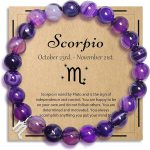 Scorpio Bracelets Birthday Gifts, Zodiac Astrology Bracelets Present for Women, Horoscope Scorpio Constellation Crystal Purple Unique Jewelry with Wish Card for Mom Friend Lady - Scorpio Products for men
