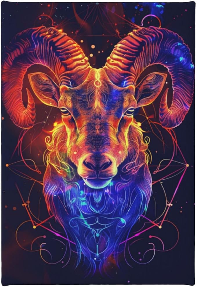 MA6GE8DE Twelve Zodiac Signs Aries Frameless Canvas Painting,Home Decor Living Room Accessories,Colorful Twelve Zodiac Signs Aries Decoration Paintings Canvas,Gift For zodiac sign Lovers 8x12 inch - Aries Canvas for men