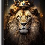 KPLUNDO King Lion Canvas Wall Art Lion Picture Wall Decor Wild Animal Painting Print Modern Artwork for Living Room Bedroom Home Office Decor Frame Ready to Hang(Art-4,12.00x18.00 inch) - Leo Canvas for men