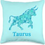 Zodiac Sign for Taurus in Shades of Blue Throw Pillow - Taurus Pillow for men