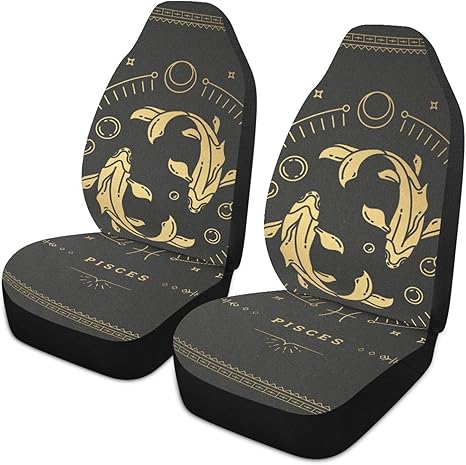 Zodiac-symbol-pisces Front Car Seat Covers Set of 1, Bucket Seats Protector Decor Fit Most Vehicle, Cars, Sedan, Truck, SUV, Van - Aquarius Car Seat Cover for men
