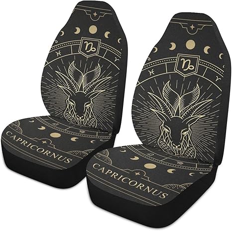 Zodiac-symbol-capricorn1 Front Car Seat Covers Set of 2, Bucket Seats Protector Decor Fit Most Vehicle, Cars, Sedan, Truck, SUV, Van - Aries Car Seat Cover for men