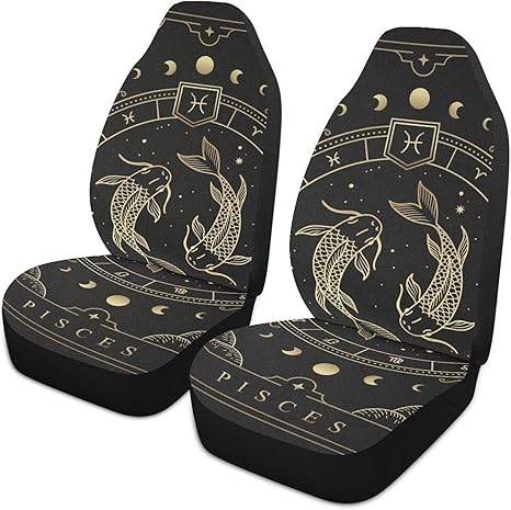 Zodiac-symbol-pisces1 Front Car Seat Covers Set of 1, Bucket Seats Protector Decor Fit Most Vehicle, Cars, Sedan, Truck, SUV, Van - Aquarius Car Seat Cover for men