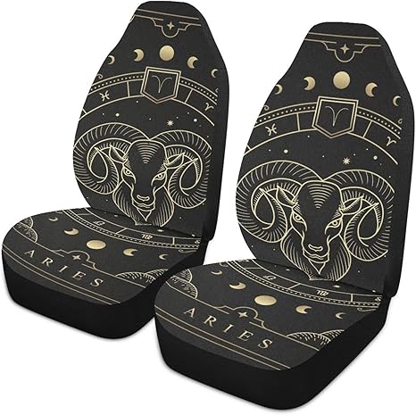 Zodiac-constellation-aries1 Front Car Seat Covers Set of 2, Bucket Seats Protector Decor Fit Most Vehicle, Cars, Sedan, Truck, SUV, Van - Aries Car Seat Cover for men