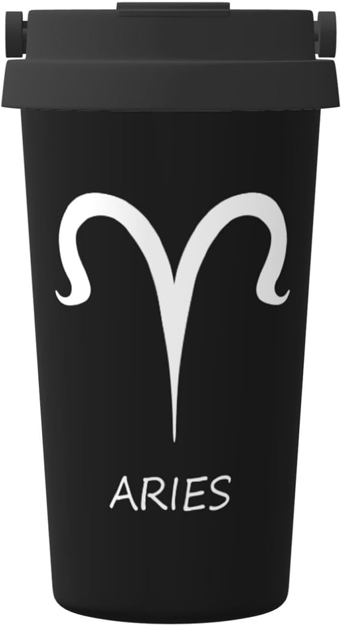 Aries Sign Insulated Coffee Mug Stainless Steel With lid Coffee Mug, For Home, Office, Travel - Aries Mug for men