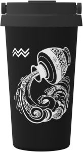Zodiac Sign Aquarius Insulated Coffee Mug Stainless Steel With lid Coffee Mug, For Home, Office, Travel - Aquarius Mug for men