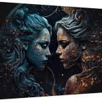 Canvas Wall Art for Living Room Bedroom Zodiac Sign Gemini Big Large Wall Art Decor Framed Painting Wall Pictures Prints Artwork Office - Gemini Canvas for men